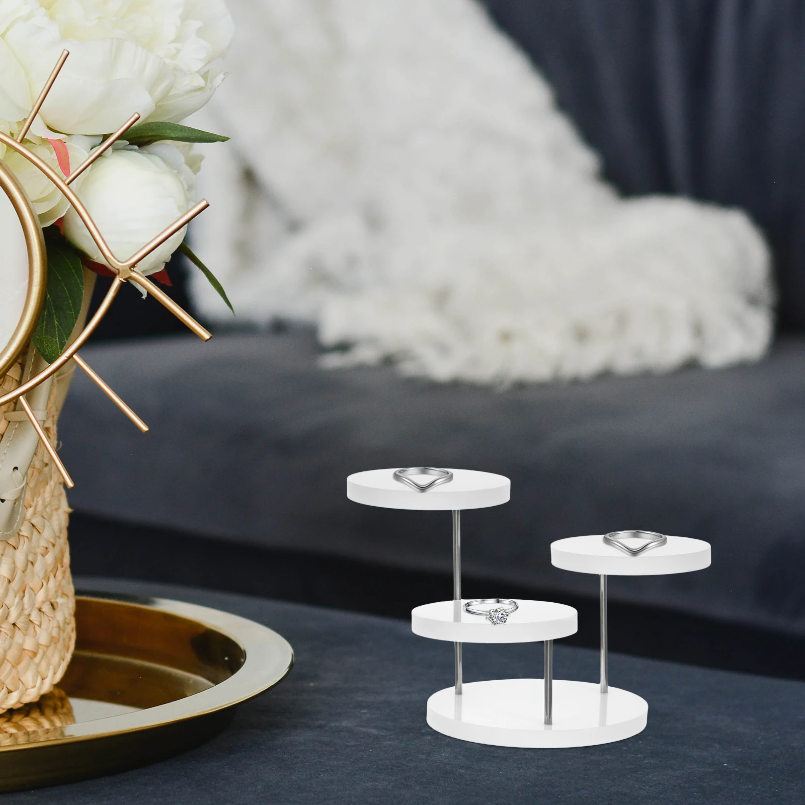 

Многослойная подставка для колец, органайзер для ювелирных изделий, компактный дизайн, настольная стойка для хранения, держатель для колец, органайзер для ювелирных изделий