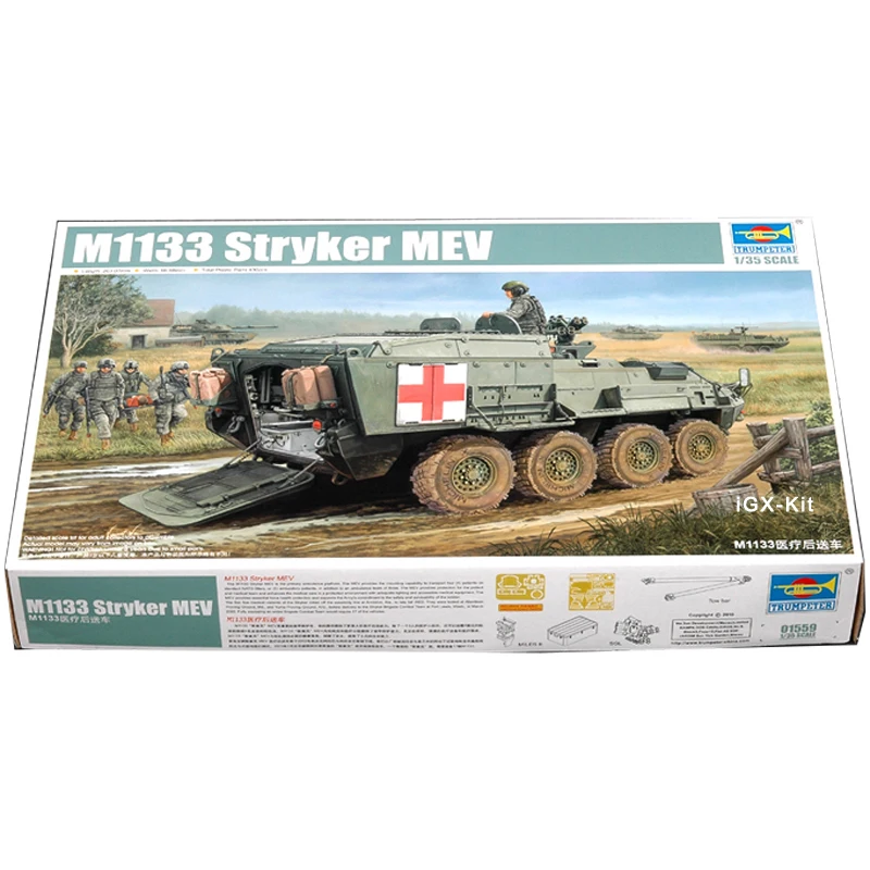 

Trumpeter 01559 1/35 США M1133 Stryker медицинский эвакуационный автомобиль MEV Военная игрушка подарок пластиковая сборка набор строительных моделей