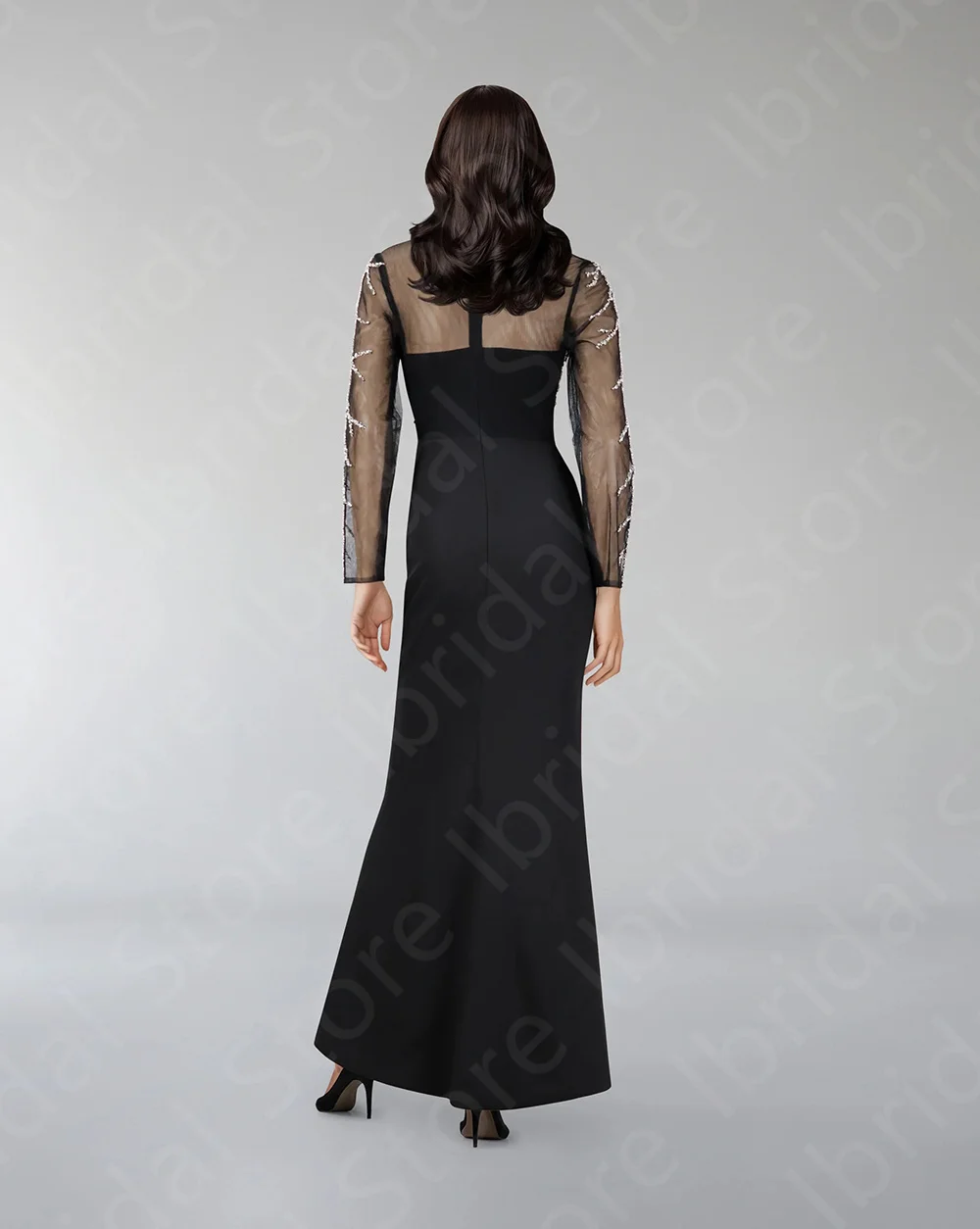 Customized Elegant Mermaid Mother Dresses Black Long Sleeves Mother of the Bride Gowns High Neck Wedding Party Dresses 2024