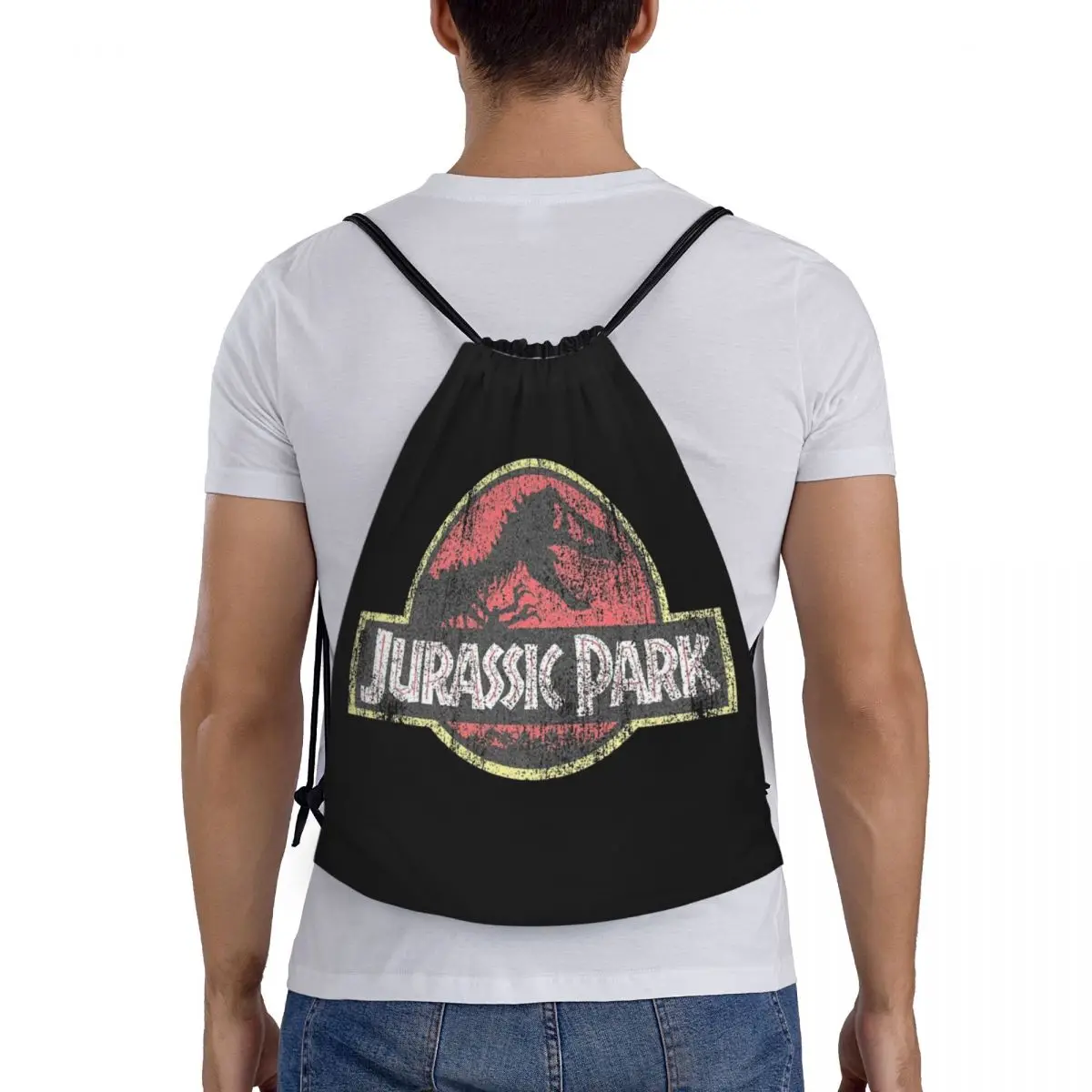 Ransel olahraga tali tarik dinosaurus Jurassic Strap tas tali ransel Gym untuk mendaki