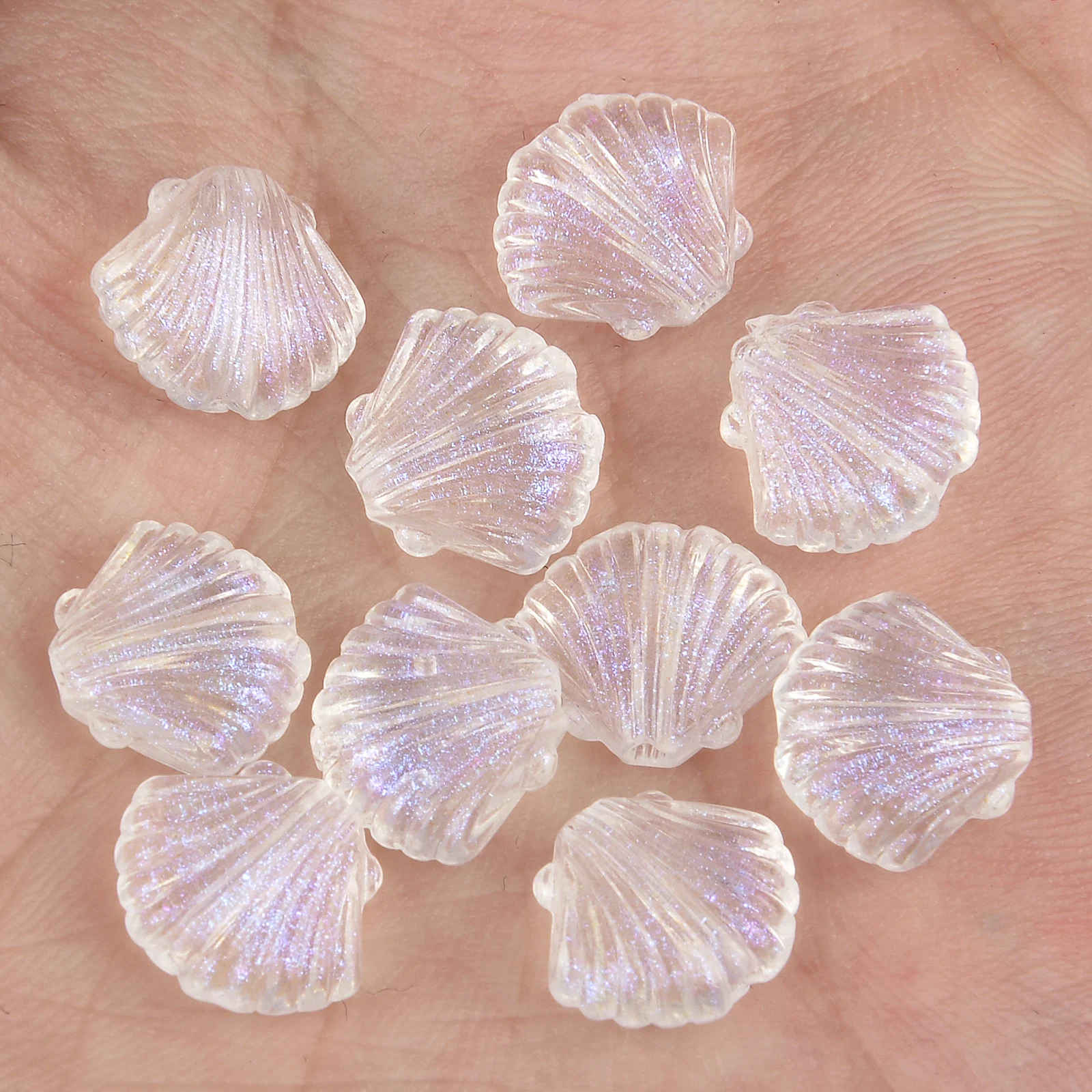 10Pcs White Clear Acrylic Shell Shape Beads Loose Spacer Beads For Jewelry Making DIY Handmade Bracelets Handmade Accessories