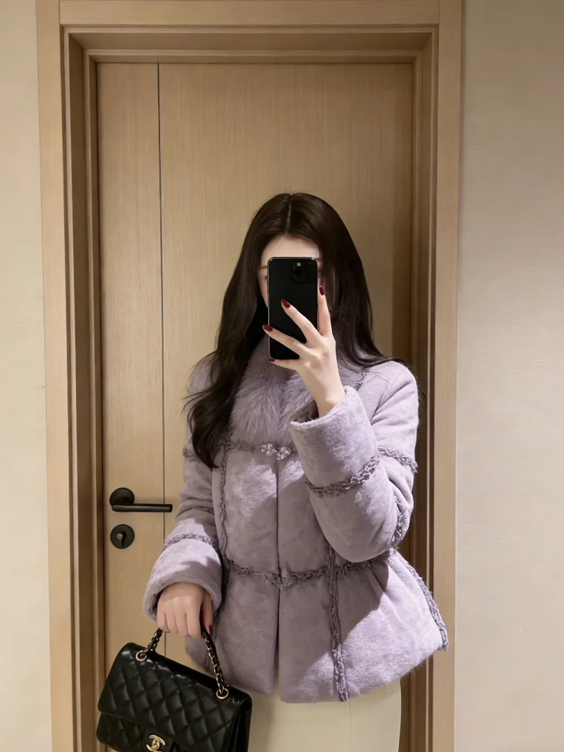 

Sli Purple ort Cotton Jaet Thi Warm Winter Coat Korean Sle Small Size Fem Outerwear Commute Loose Fit Long Sve