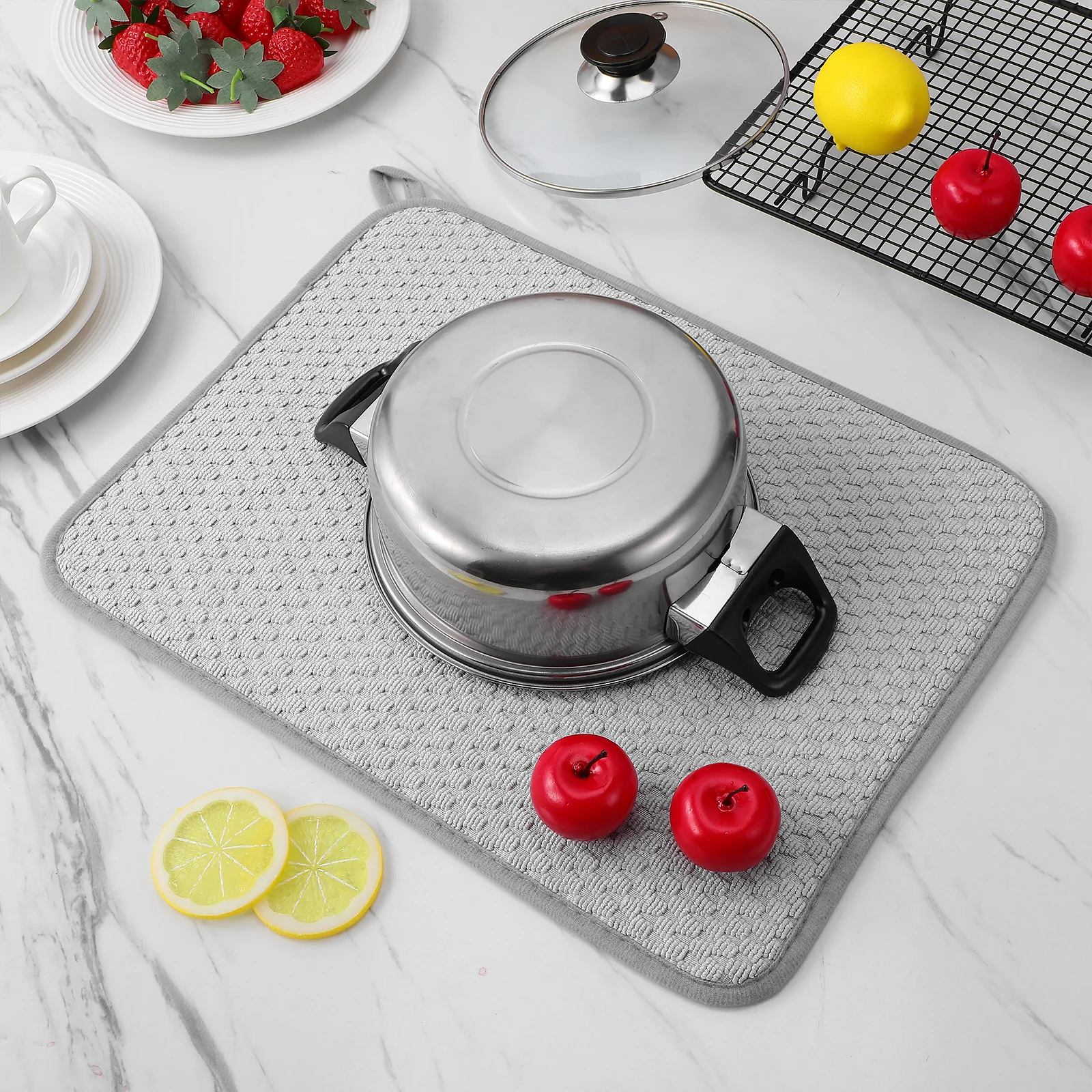 

2Pcs Absorbent Draining Mat Quick Drying Dish Drying Pad Hot Pot Mat Kitchen Sink Counter Protection Dish Pad Hot