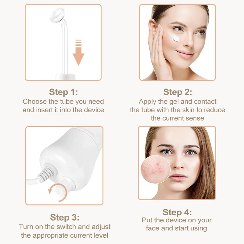 أقطاب كهربائية بديلة عالية التردد أنبوب زجاجي عصا العلاج الكهربائي للوجه العناية بالبشرة مزيل البقع جهاز التجميل عصا العلاج