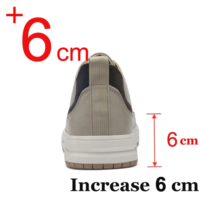 New Men Sneakers Elevator Shoes Comfortable Leather Heightening Shoes For Men Insole 6cm Heels Casual Lift Height Shoes Man