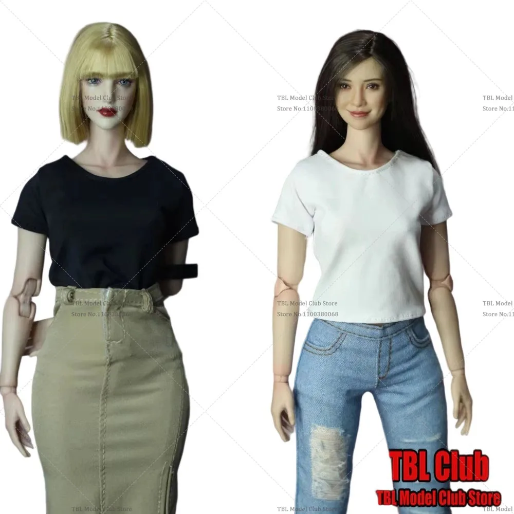 

Solid Color 1/6 Women's Soldier T-shirt Leisure Daily Bottoming Shirt Clothes For 12inch Doll Clothing Action Figure Model