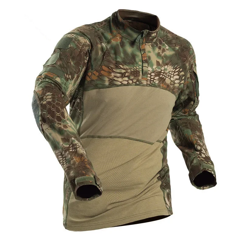 Men Sports Long Sleeve Cotton Breathable Shirt Male Outdoor Shooting Hunting Climbing Camping Tactical Training Camouflage Tops