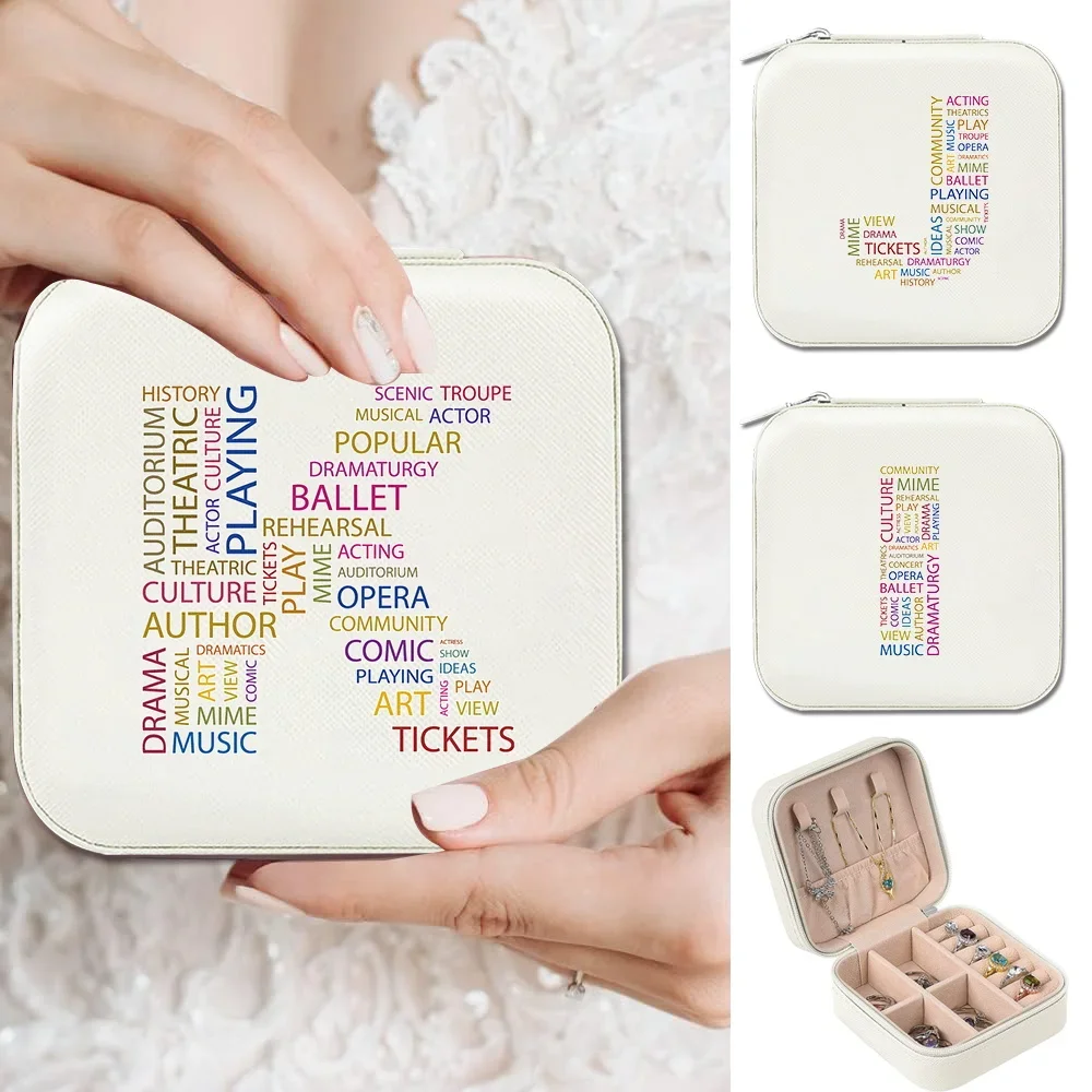 Jewelry Storage Box Fashion Organizer Case Women's Display Text Letter Series PU Leather Simplicity Waterproof Jewels Case