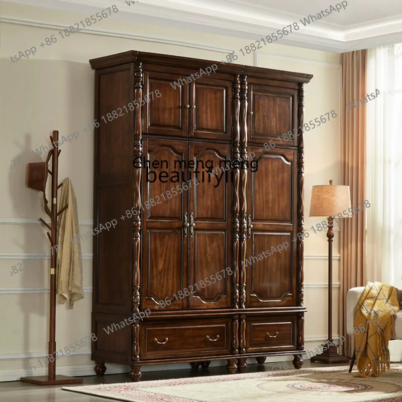 

X Retro three-door wardrobe, bedroom large apartment combination, large capacity cloakroom, storage locker