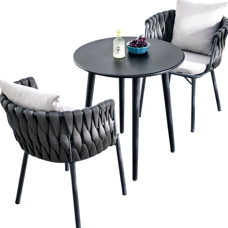 

Balcony rattan chair three-piece Nordic light luxury Internet celebrity balcony small table and chairs simple