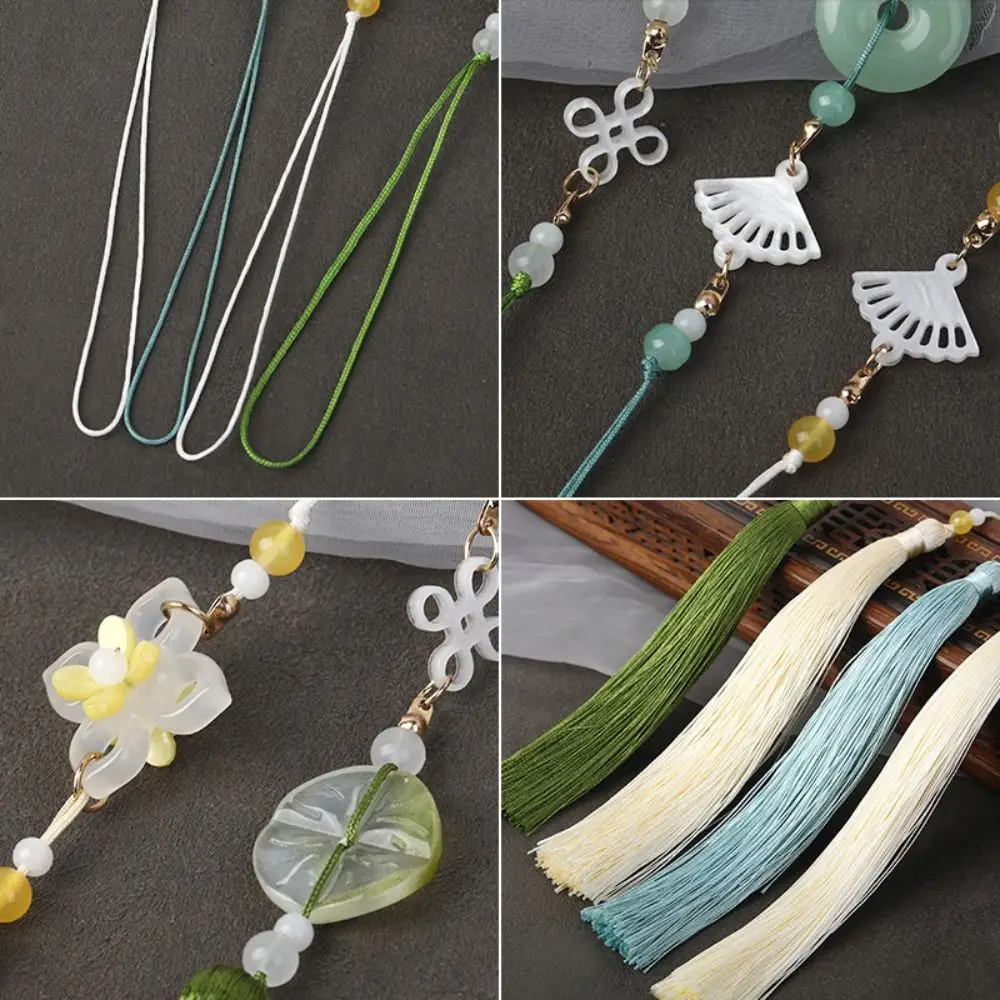 Imitation Jade Hanging Imitation Jade Lotus Pendant Classical Jewelry Accessories Hanfu Tassel Pendant Waist Pendant DIY Crafts