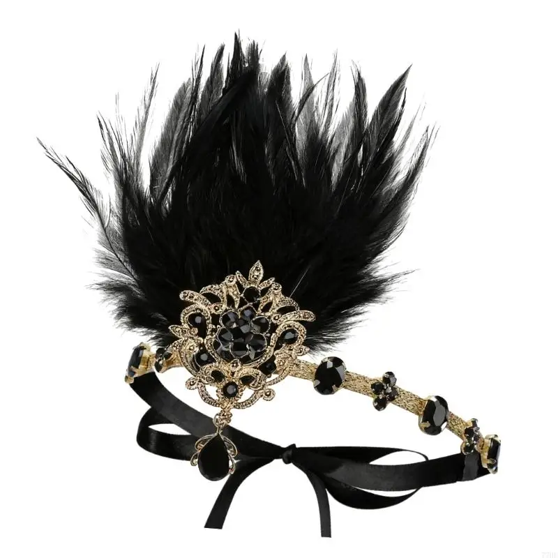 77he 1920s flapper headbands para mulheres 20s headpiece pena hairband acessório cabelo gatsby pena headpiece