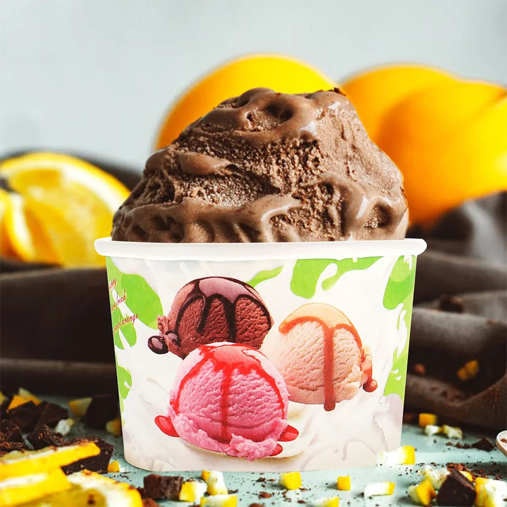 

200pcs Ice Cream Cups Disposable Dessert Cups Paper Ice Cream Bowls Paper Cups for Soup Sundaes Ice Cream