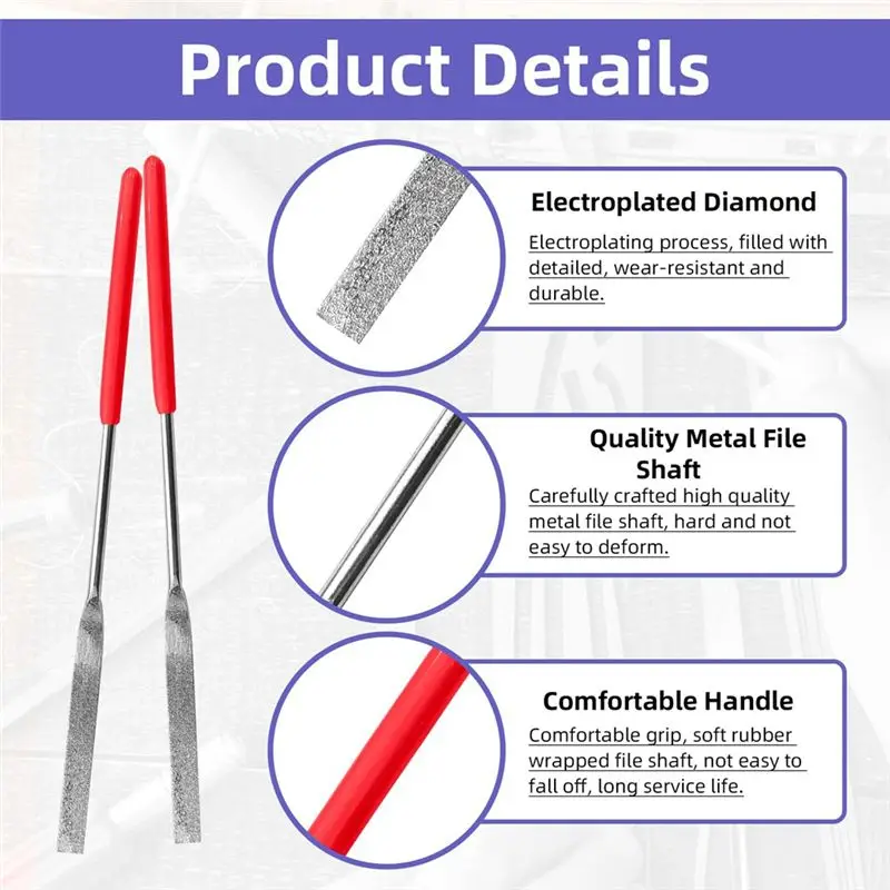 ABGE-Assorted Needle File Set 10-Piece| 3X140mm Mini Diamond File Set For Jewelry,Woodworking DIY Precision Tools