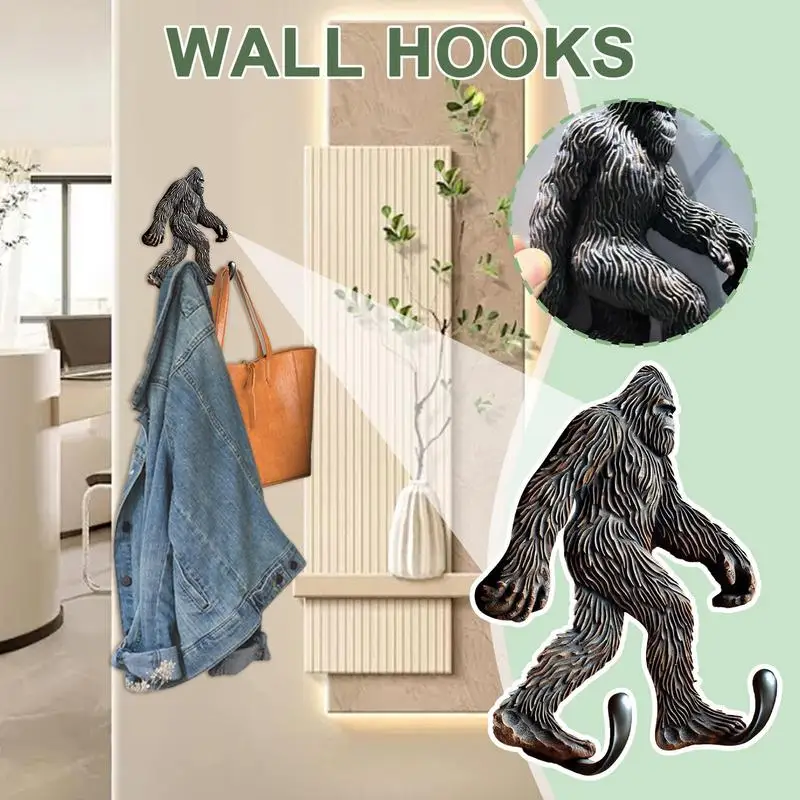 

Gorilla Hooks Resin Gorilla Shape Cabinet Pendant Animal Wall Hat Rack Vintage Home Decoration For Daily Use
