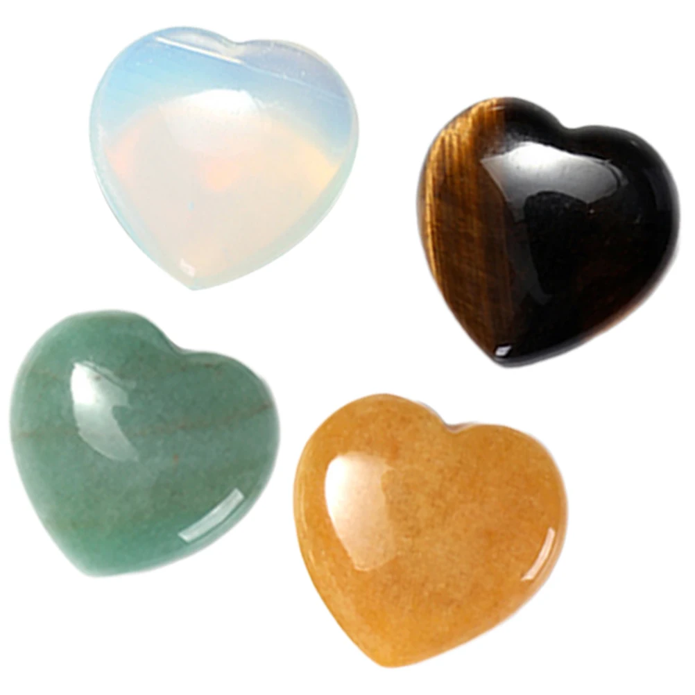 

4 Pcs Heart Gems Decoration Ornament Natural Stone Crystal Gemstone Love Office