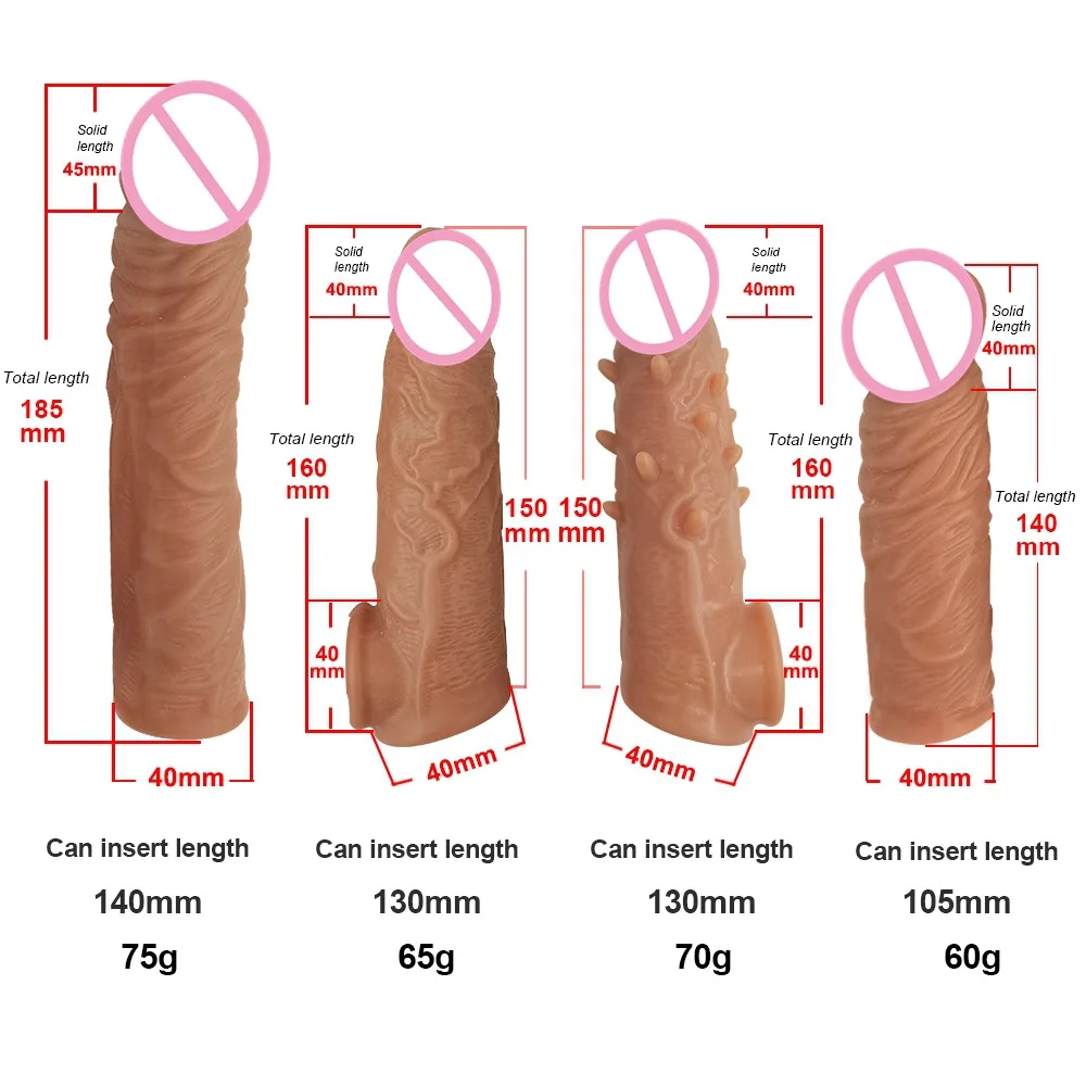 Realistic Penis Extension Cock Sleeve Reusable Silicone Penis Enlarger Delay Condoms For Men Dildo Enhancer Sex Toys