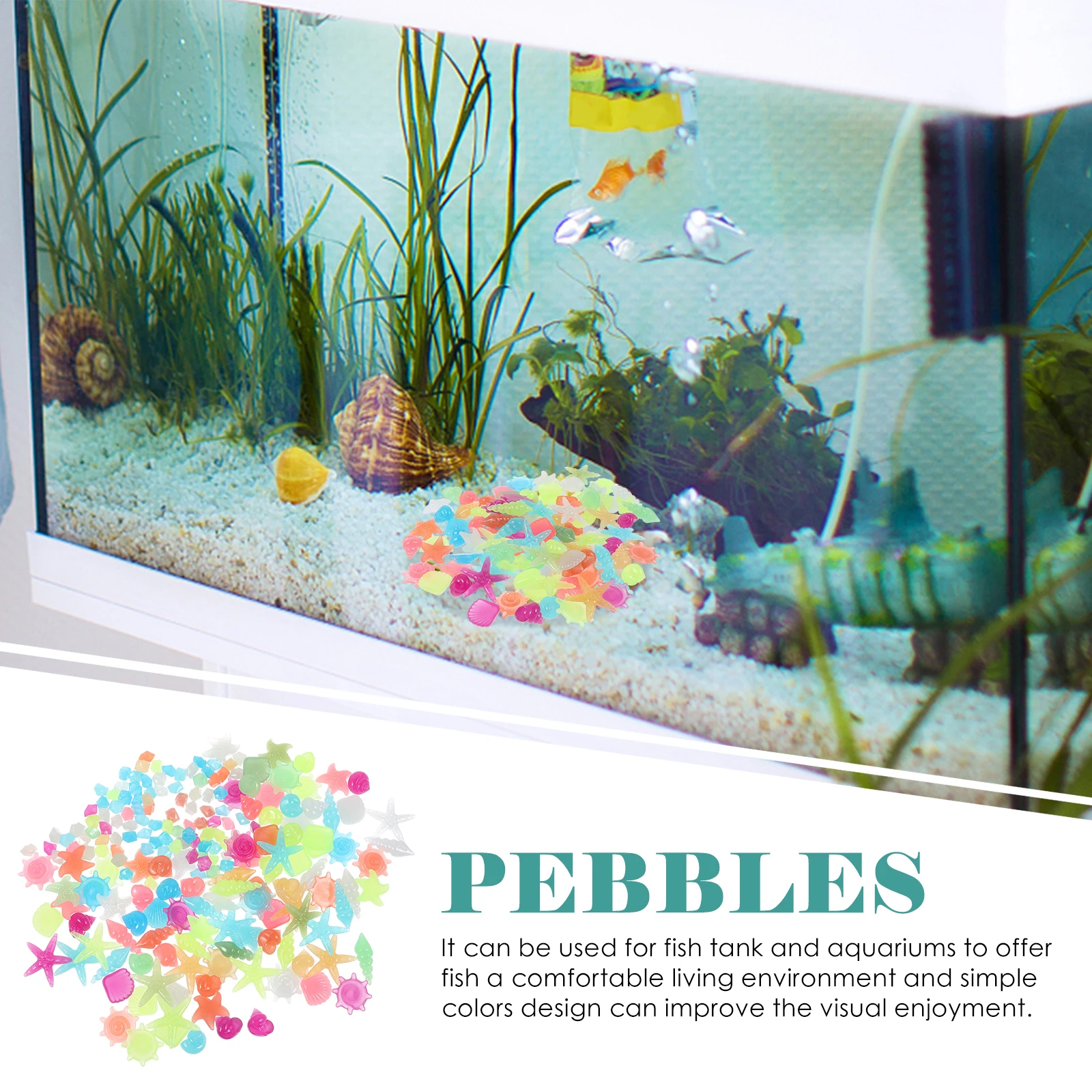 

200 Pcs Luminous Fish Tank Decorations Glowing Pebbles Artificial Aquarium Rocks
