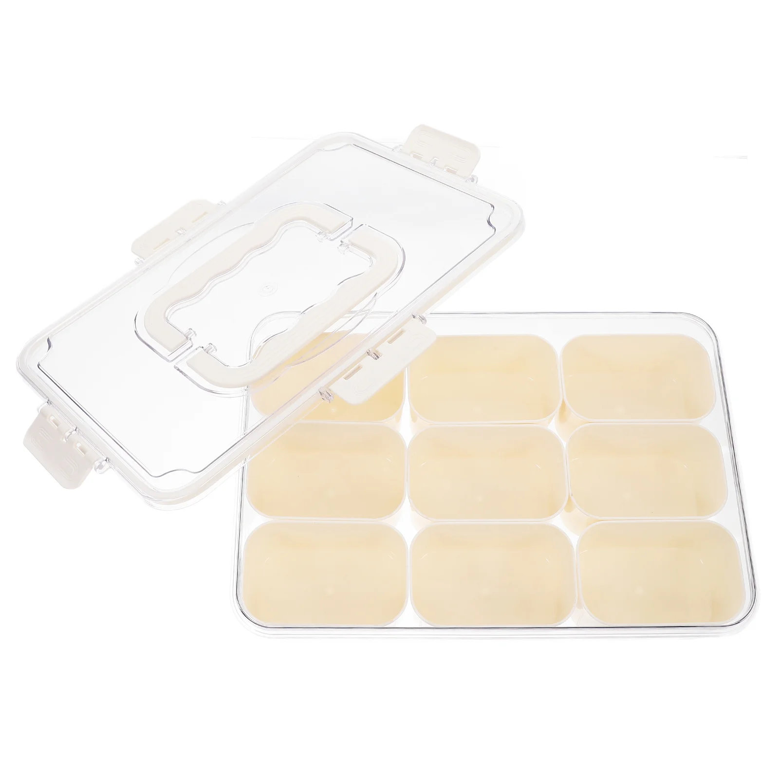

Refrigerator Storage Box Transparent 9-Slot Fridge Organizer For Condiments Seasoning Keeper Multi-Function Fresh Food