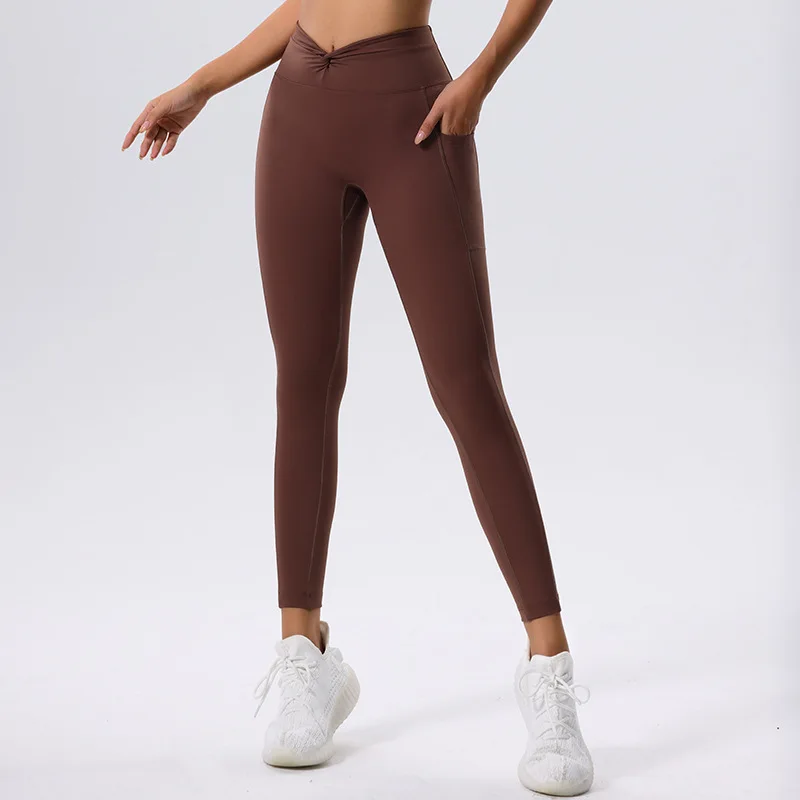 Legginsy do jogi kieszonkowe damskie Fitness do biegania wąskie spodnie o wysoką talią Push Up legginsy sportowe siłownię sportowe szybkie suche