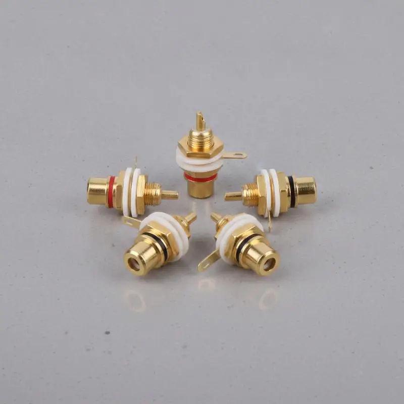 4Pcs Gold Plated 3.5mm AV Female Lotus Connector Chassis Panel‑Mount Socket Adapter Audio Terminal Audio Equipment Installation