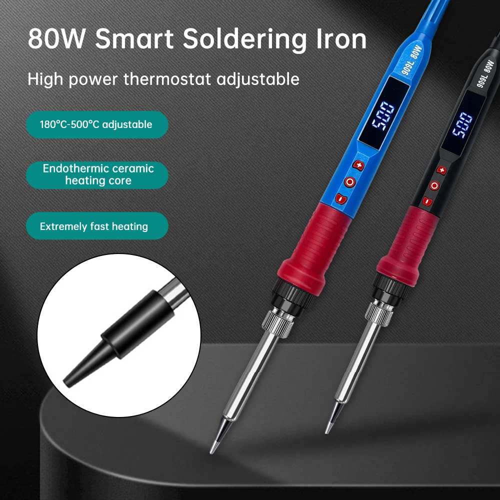 

80W Electric Soldering Iron Adjustable Temperature LED Solder Welding Tools Ceramic Heater Soldering Tips