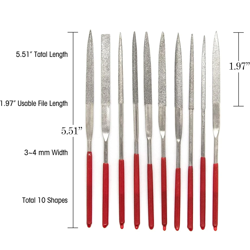 Neue 10Pcs Diamant Nadel Datei Set Für Schmuck Metall Holz Keramik Glas Stein Handwerk Schärfen Arbeits Hand Carving Werkzeug – Detail 2