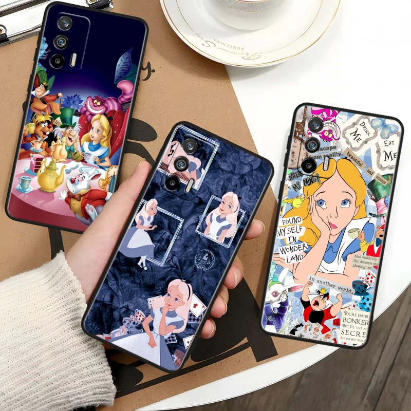 Alice in Wonderland Black Phone Case For OPPO Realme 10 C2 3 11 20 21 31 30 33 35 55 X2 GT Pro Plus Master Funda Shell Cover