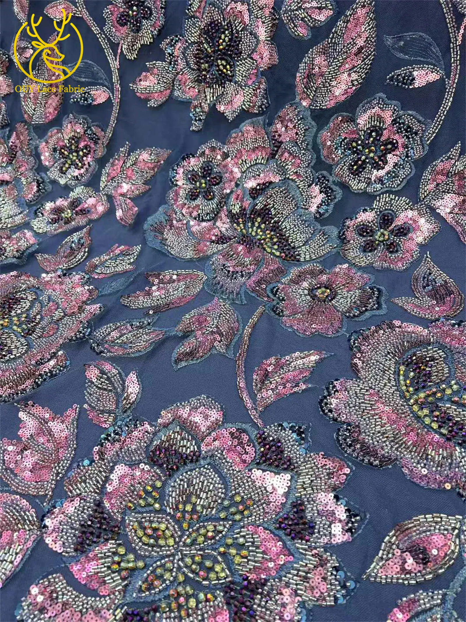 High-End-Kleid, afrikanischer handgefertigter Perlen-Spitzenstoff, 2026, Nigeria, französische Pailletten-Stickerei, Spitzenstoff, Hochzeitskleid, Nähmaterial – Detail 6