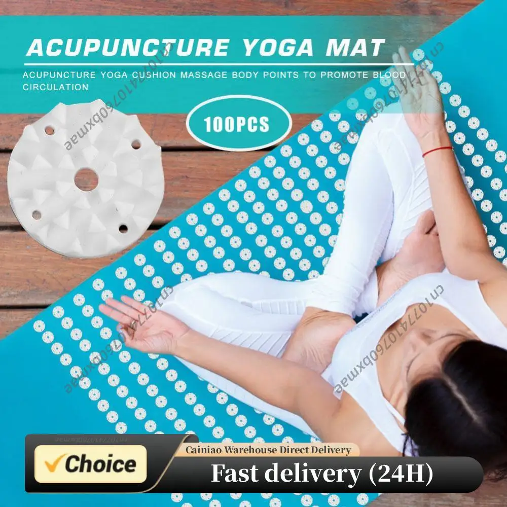 100 Stück Akupressur-Yogamatte mit Spikes, Pilates-Kissen, Plastik-Lotus-Trainingsmatte für Indoor-Übungen und Sport