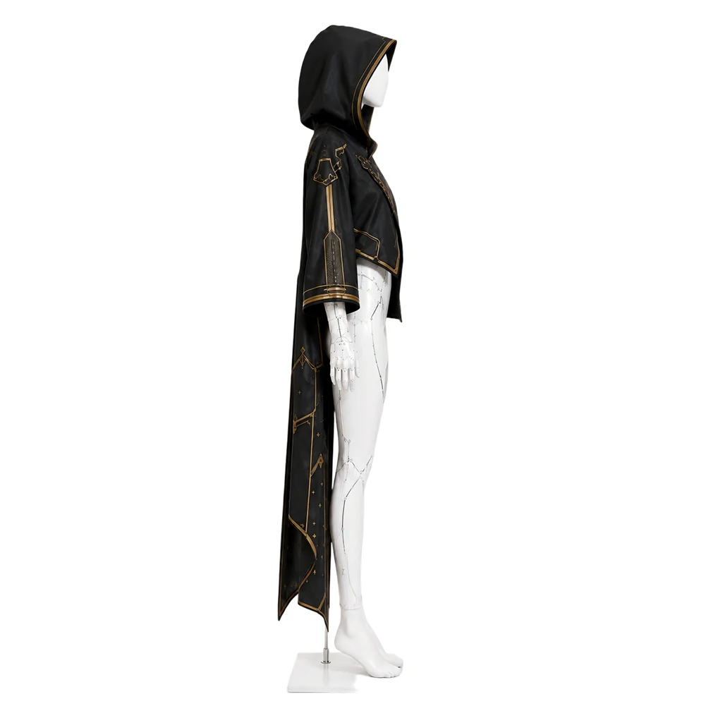 Game Blade of Stellar Eve Cosplay White Jumpsuit Black Cloak Costume Outfits Female Clothing Uniform Halloween Carnival Party view 2