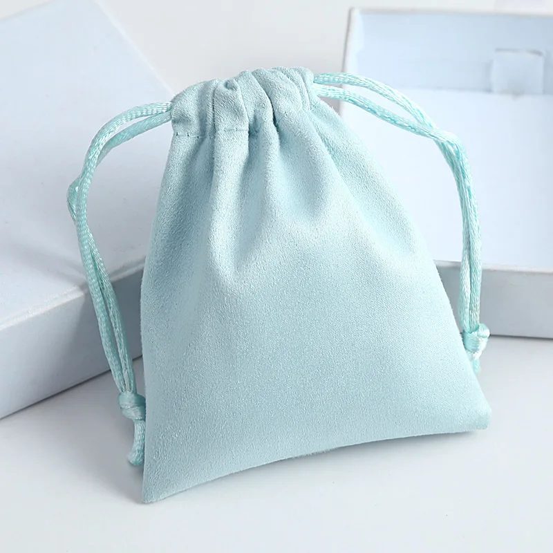 10Pcs/Lot 10×15cm 12×16cm 13×18cm 15×20cm Small Fresh Lake Blue Suede Bags For Jewelry Earphone Storage Pouches Can Print Logo