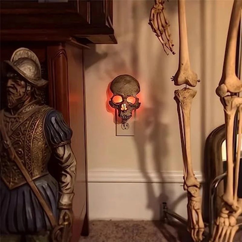 Lampe de nuit gothique en forme de crâne, 1 pièce, squelette, prise dans le mur, décoration gothique, prise américaine