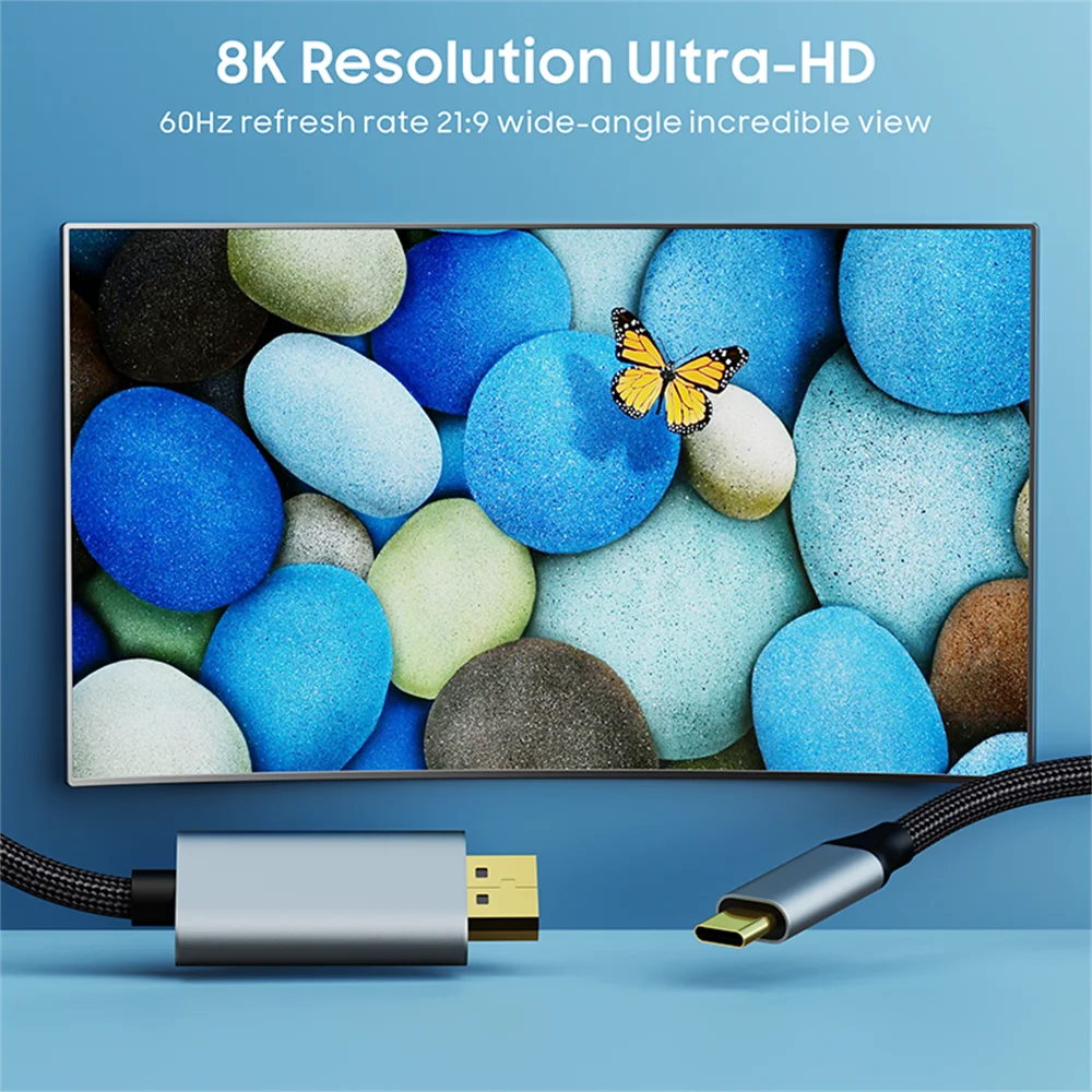 Vothoon USB C to DisplayPort 1.4 Cable 8K@60Hz 4K@120Hz Aluminum USB Type C to DP Cable for Home Office Laptops