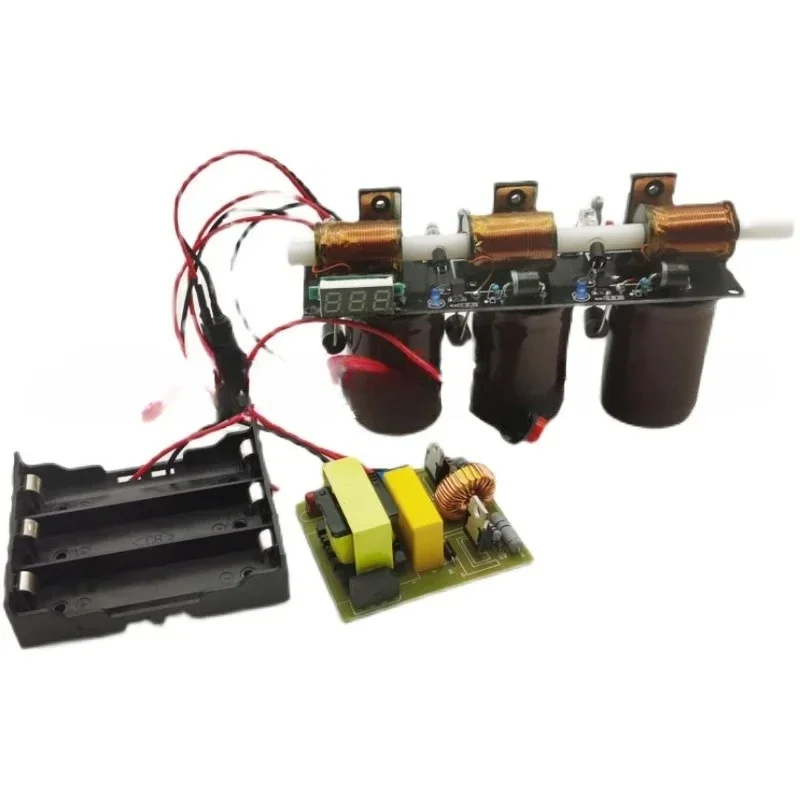 Three-stage high-voltage integrated electromagnetic gun, simple multi-stage diy coil gun kit, physics experiment teaching model