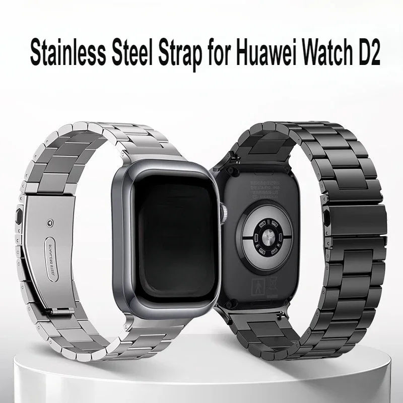 New Stainless Steel Strap for Huawei Watch D2 Smartwatch Watchband Solid Three-bead Design Metal Replacement Wristband