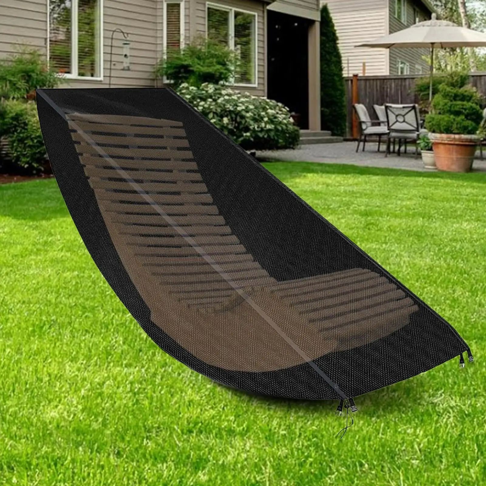 Patio Chaise Lounge Cover 210D Silver Coating Seat Guard Garden Chair Cover Outdoor Lounge Chair Cover Sun-Blocking Deck Cover