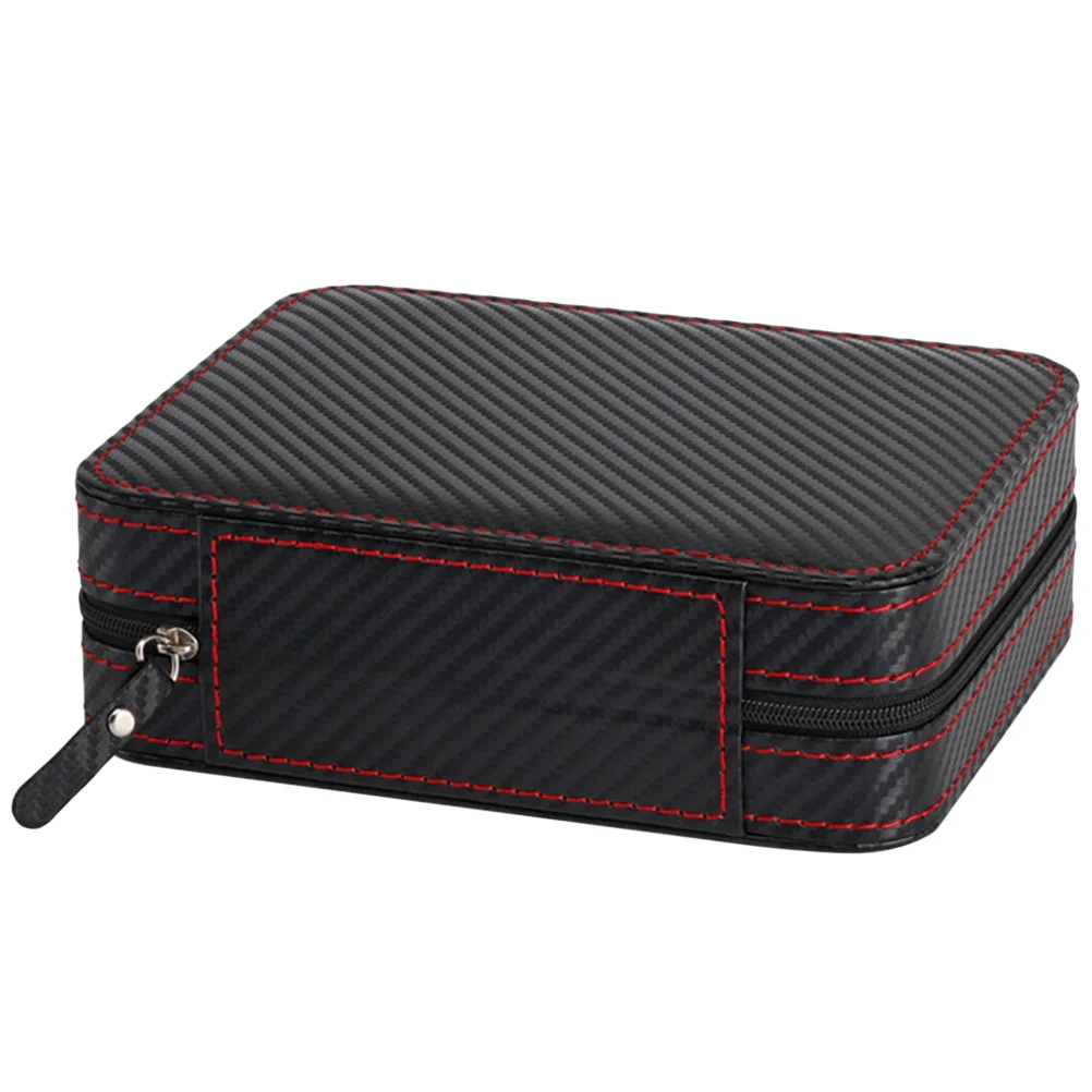 

4 Slot Portable Luxury PU Watch Box Organizer Black Zipper Storage Bag Travel Jewelry Case Personalized Gift