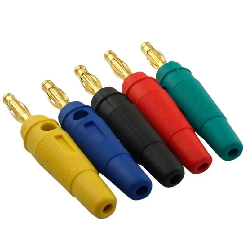 5pcs 4mm Plugs Gold Plated Musical Speaker Cable Wire Pin Banana Plug Connectors Red/Black/Blue/Green/Yellow