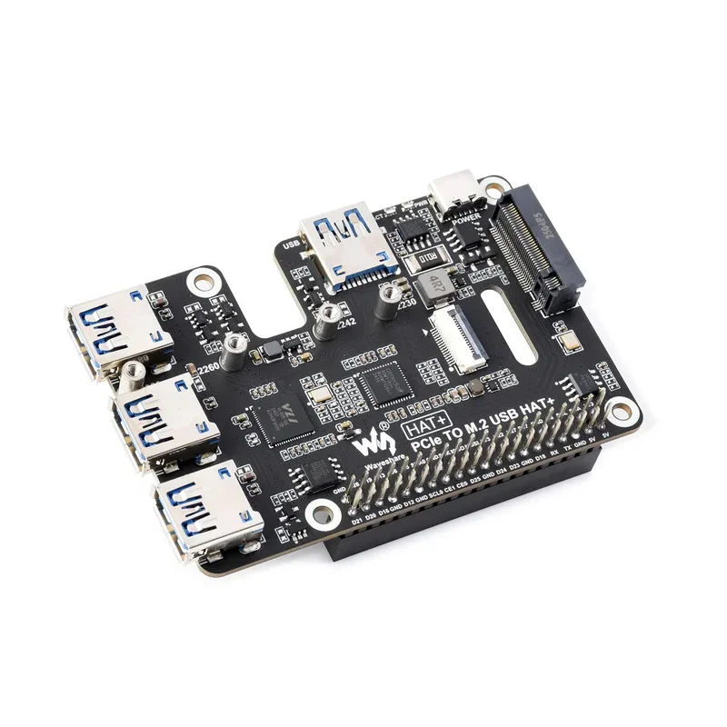 Raspberry Pi 5 PCIe To USB3 HUB Double 2.5G ETH RJ45 And.2 NVMe SSD PI5 Expansion Board HAT+