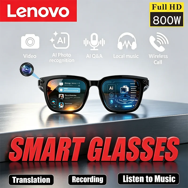 

Lenovo AI Smart Glasses 8K Image Shooting 8MP Camera AI Translation Bluetooth Call Recording Music Player Smart Sunglasses 2026