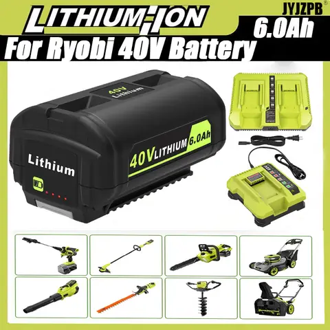 40V 6000mAh Li-ion Battery For Ryobi Leaf Blower Chainsaw 40V OP4040 OP4060 OP4050 Lithium ion Battery  Power Tools Battery