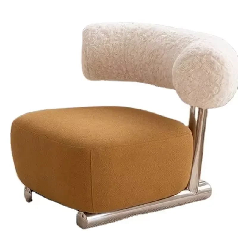 High Quality Factory Wholesale Lazy Casual Chair Italian Single Sofa Chair Living Room Lamb Fleece Modern Fabric