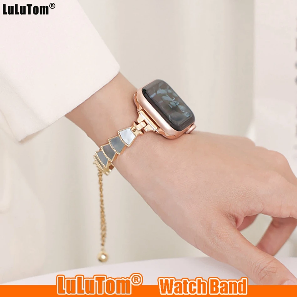 

Ремешок Lucky Stone для Apple Watch Ultra Band, металлический браслет для IWatch 8 7 SE 6 5 4, 49 мм 40 мм 45 мм 44 мм 41 мм 42/38 мм