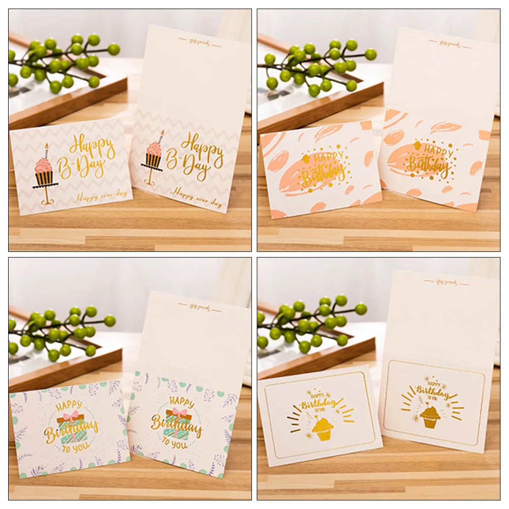 80 pçs cartões de aniversário dobrável cartão livre substâncias nocivas papel colorido impressão fino acabamento novo estilo escrita