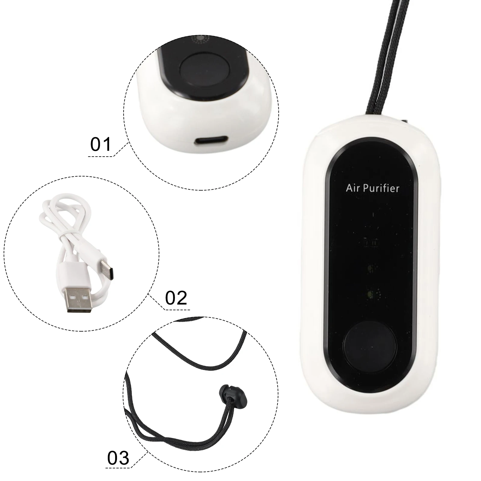 USB Rechargeable Hanging Neck Air Purifier - Generates 20 Million Negative Ions Per Second for Fresh Breathing Anywhere