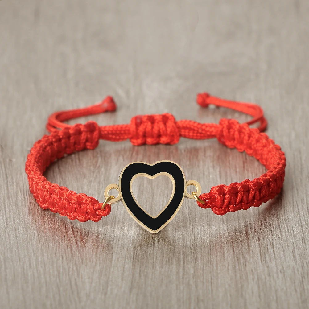 More Style Heart Shape Pendant Braided Bracelet Handmade Red String Couple Bnagles Chain Healing Yoga Pulsera Jewelry Gift