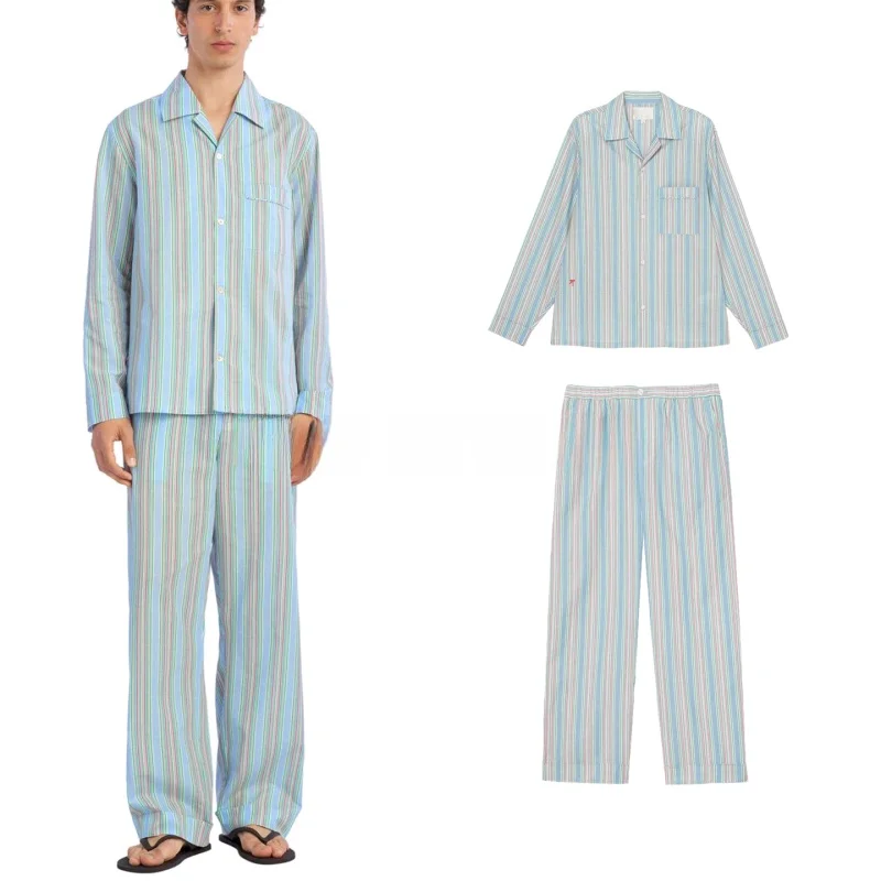 

Men's Bowling Shirt Long Sleeve Striped Embroidered Neck Loose Fit Pants Fashion Set Summer Youth Clothing Bowling Shirt