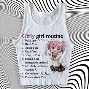 2000 년대 펑크 애니메이션 그래픽 탱크 및 카미스 탑 그런지 빈티지 고딕 옷 여성 코르셋 스트리트웨어 Y2K 탑 이모 크롭 탑 의류 12 최고의 판매 Miku Lanyard -№6