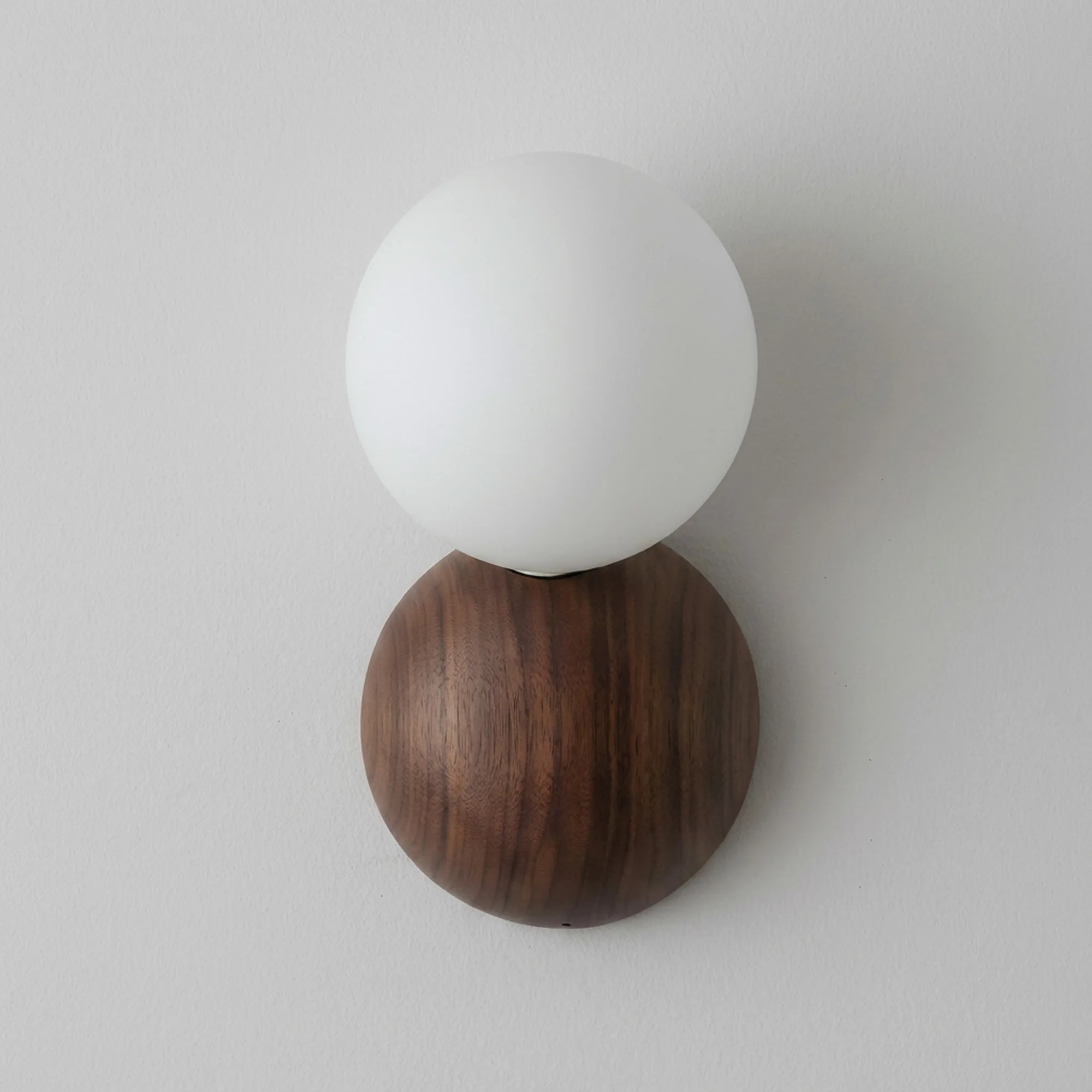 Semi-circular Spherical Glass Walnut Wood, Modern Wabi-Sabi Vintage Simple, Wall Sconce Light for Living, Dining, Bedroom, Study view 2